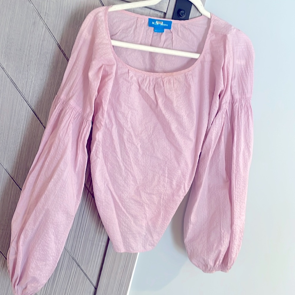M.i.n. Jeans designer puff sleeve pink top